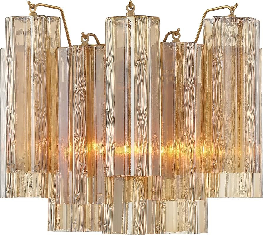 Crystorama Addis Light Aged Brass Mini Chandelier (Amber, Width: 14.5 Inches.) | Amazon (US)