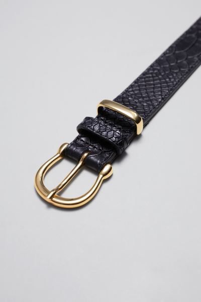 Croco Leather Belt - Black - Ladies | H&M GB | H&M (UK, MY, IN, SG, PH, TW, HK)