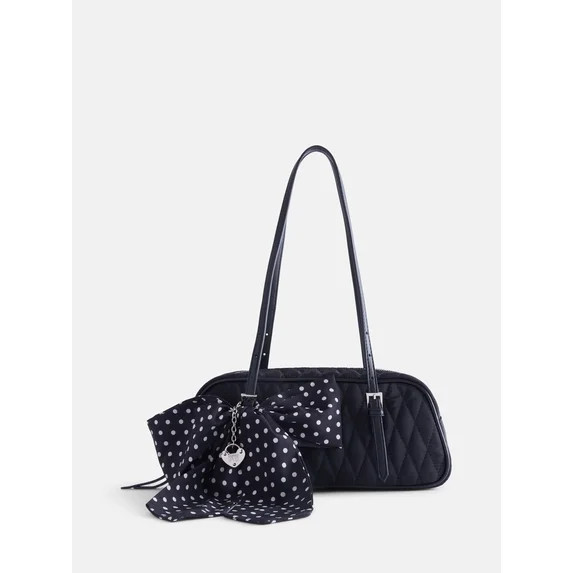 Madden NYC Women's East West Bowling Bag, Black Quilted | Walmart (US)