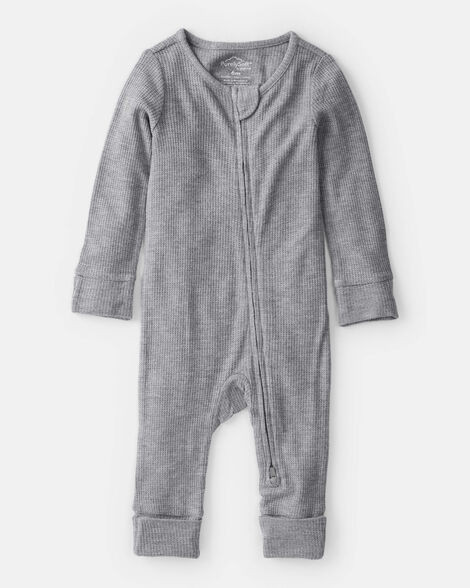 Baby Boy Solid PurelySoft Long-Sleeve 2-Way Zip Sleep & Play Pajamas - Grey | Carter's Inc