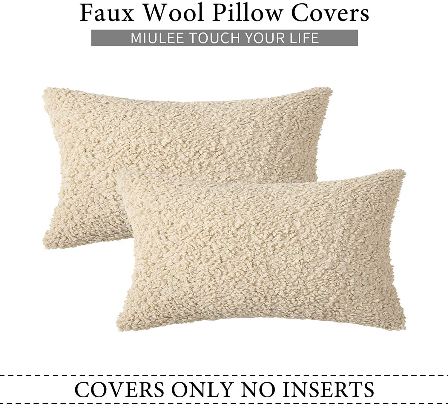 MIULEE Pack of 2 Decorative New Luxury Series Style Cream White Faux Fur Throw Pillow Covers Supe... | Amazon (US)