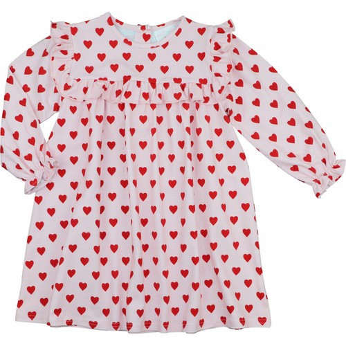 Pink And Red Heart Print Knit Dress - Shipping Late December | Cecil and Lou