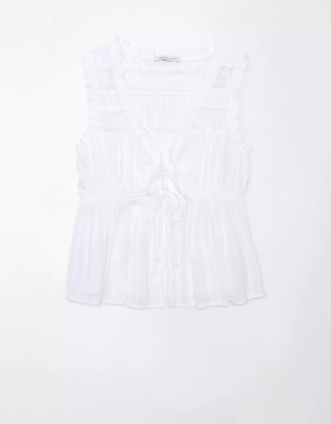 AE Lace-Trim Flyaway Babydoll Tank Top | American Eagle Outfitters (US & CA)