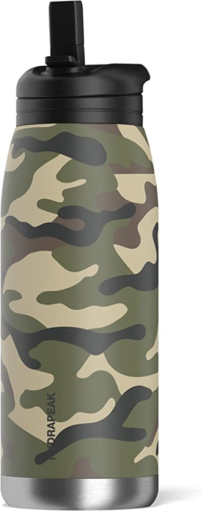 Hydrapeak Flow 32oz Insulated Water Bottle with Straw Lid | Double Wall Vacuum Insulated Stainles... | Amazon (US)