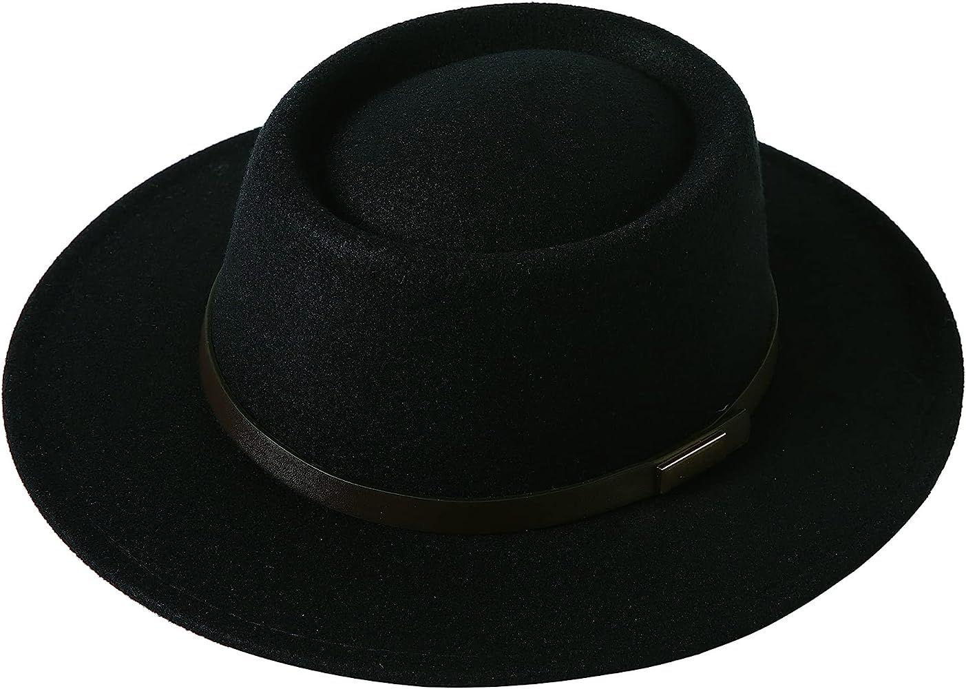 Lanzom Women Vintage Wide Brim Warm Wool Fedora Hat Belt Panama Hat Felt Jazz Hat Fit Size 6 8/7-... | Amazon (US)