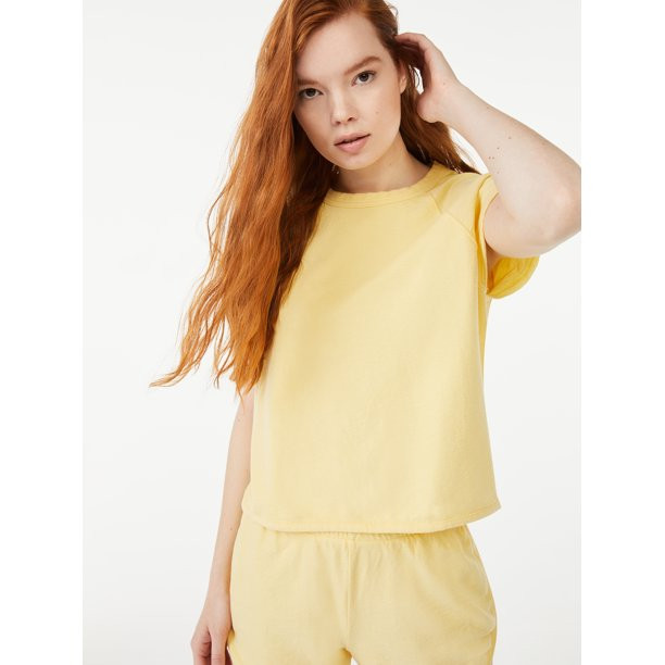 Free Assembly Women's Sweatshirt T-Shirt with Short Sleeves | Walmart (US)