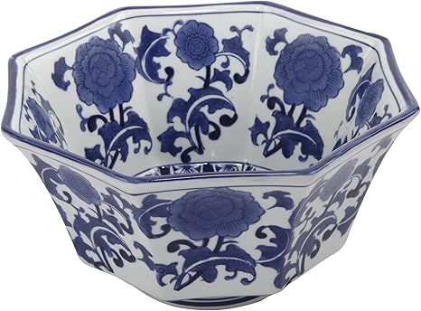 A&B Home, 10.5-Inch Ren Blue and White Centerpiece Bowl | Amazon (US)