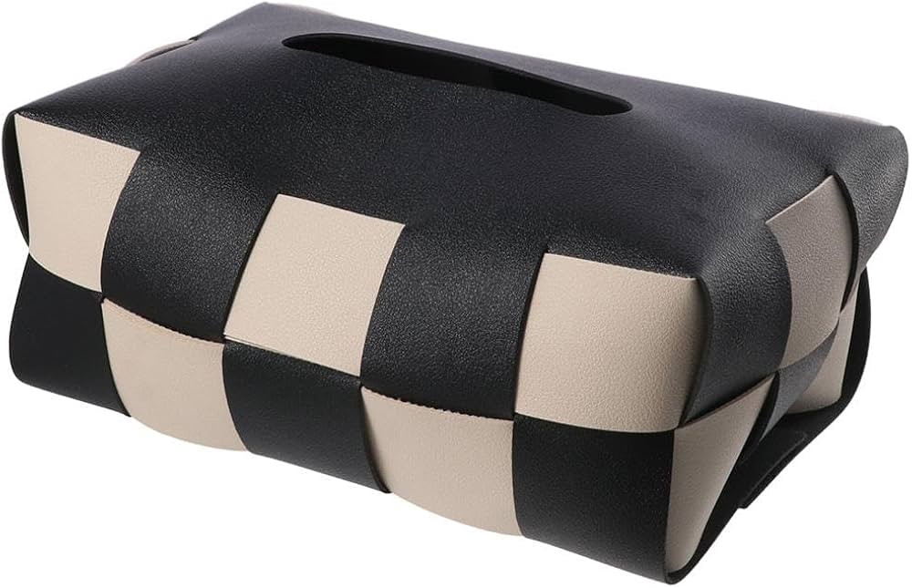 Tissue Box Cover, Rectangular Tissue Box Holder, Modern PU Leather, Stylish Checkerboard for Livi... | Amazon (US)