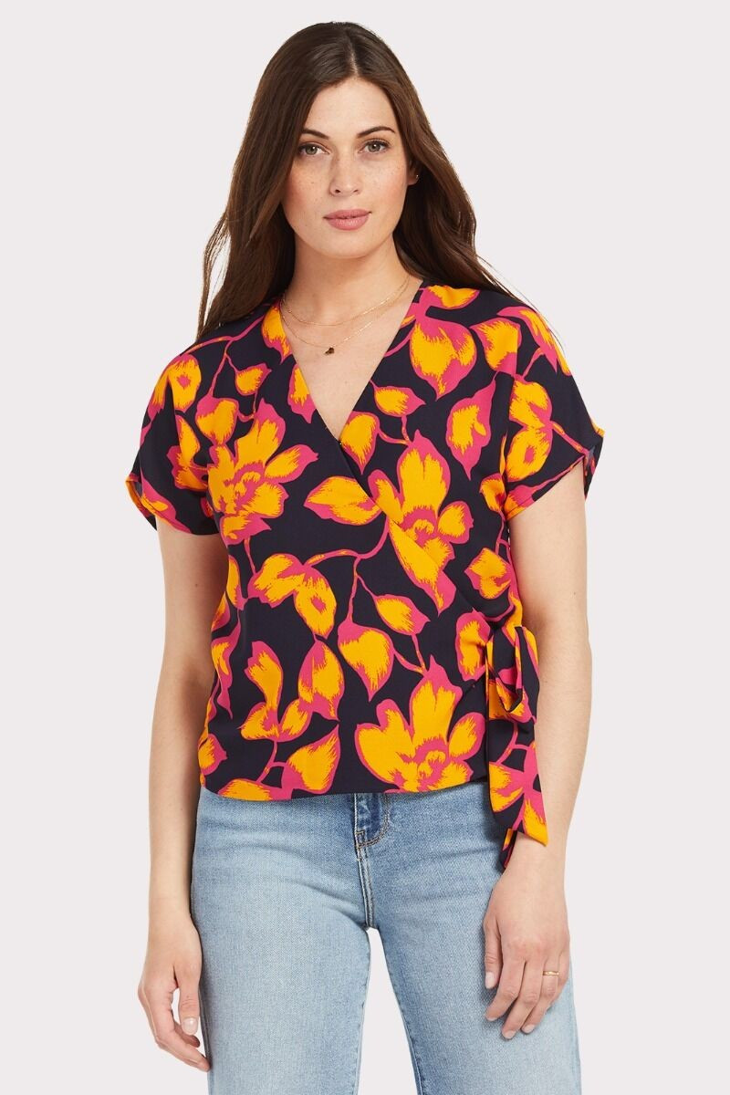 Modern Floral Wrap Top | Evereve