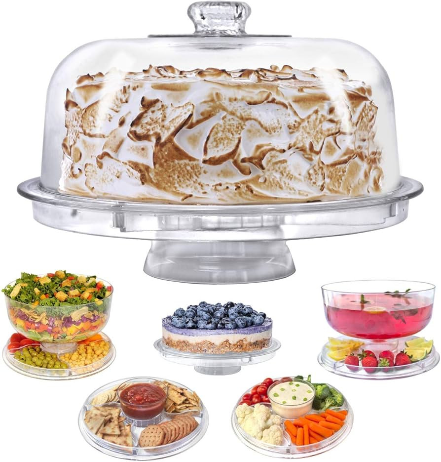 Lillian Tablesettings Cake Stand with Dome Cover, 6-in-1 Multi-Purpose Use, Serving Platter, Punc... | Amazon (US)