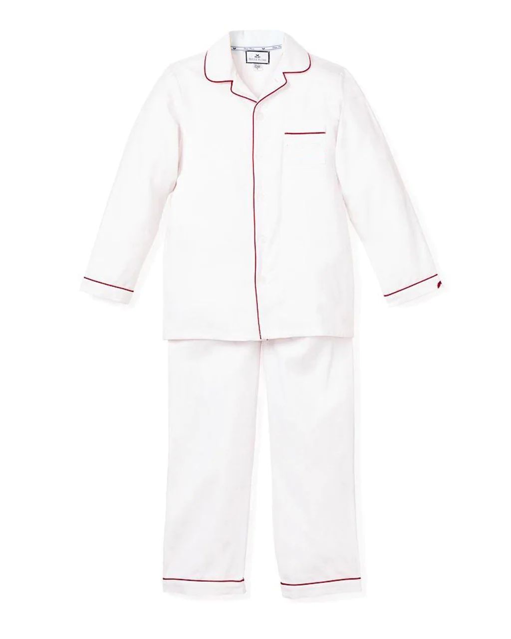 Children's  White Pajamas with Red Piping | Petite Plume