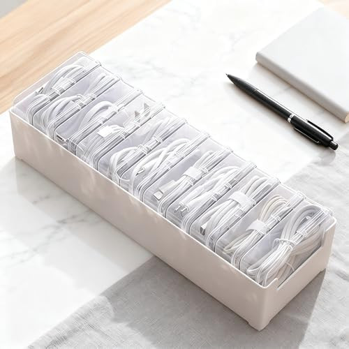 11 Box Cable Organizer Storage Box, Desktop Cable Management with Switch, Power Cord Organizer fo... | Amazon (US)