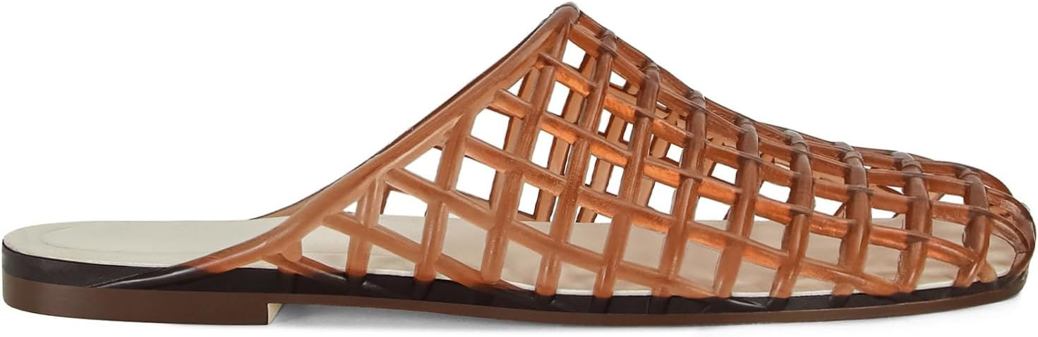 Clear Jelly Flats for Women Closed Toe Mesh Hollow Jellies Mule Sandals Slip On Jelly Slides Casu... | Amazon (US)