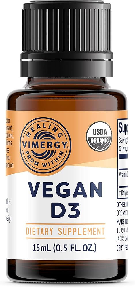 Vimergy USDA Organic Vegan Vitamin D3 Extract, 96 Servings – Supports Strong Bones & Healthy Im... | Amazon (US)