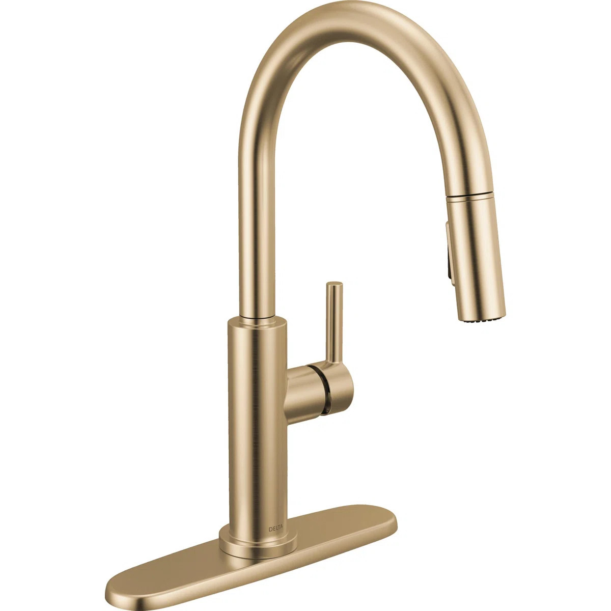 Nicoli Brushed Gold Kitchen Faucet with Pull Down Sprayer, Modern Single Hole Kitchen Sink Faucet... | Wayfair North America