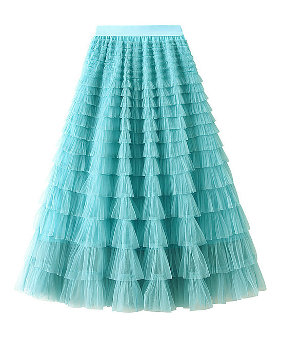Lake Blue Tiered Tulle Maxi Skirt - Women | Zulily