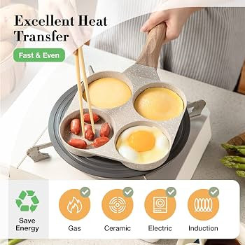 CAROTE Egg Pan Omelette Pan, 4-Cup Nonstick Granite Omelette Skillet - Pancake Pan and Healthy Eg... | Amazon (US)