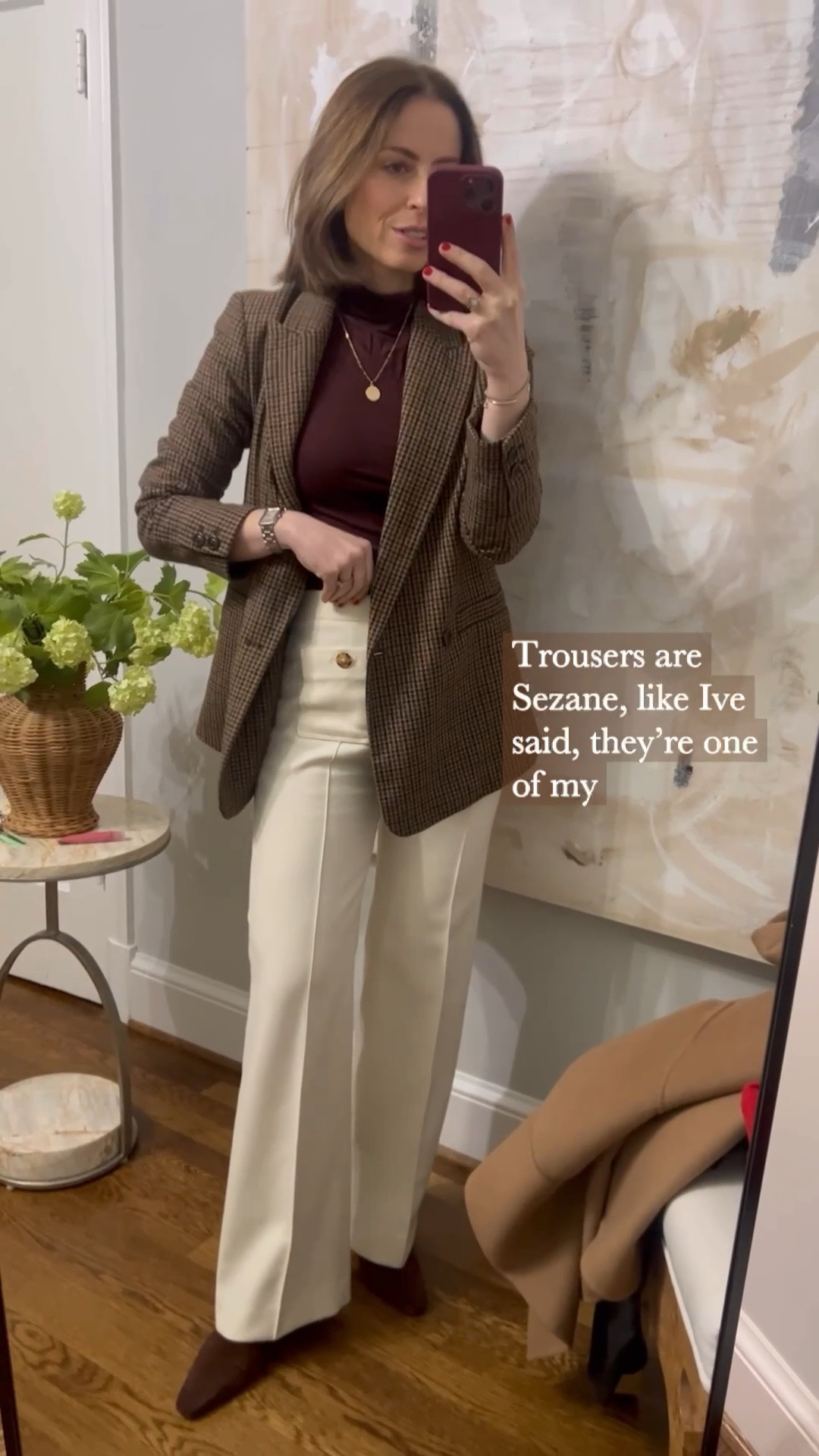 Work outfit of the day
Sezane cream wide leg trousers
Plaid blazer from Gap, old
STAUD chocolate suede ankle Wally boots
Mango camel coat

#LTKshoecrush #LTKstyletip #LTKworkwear