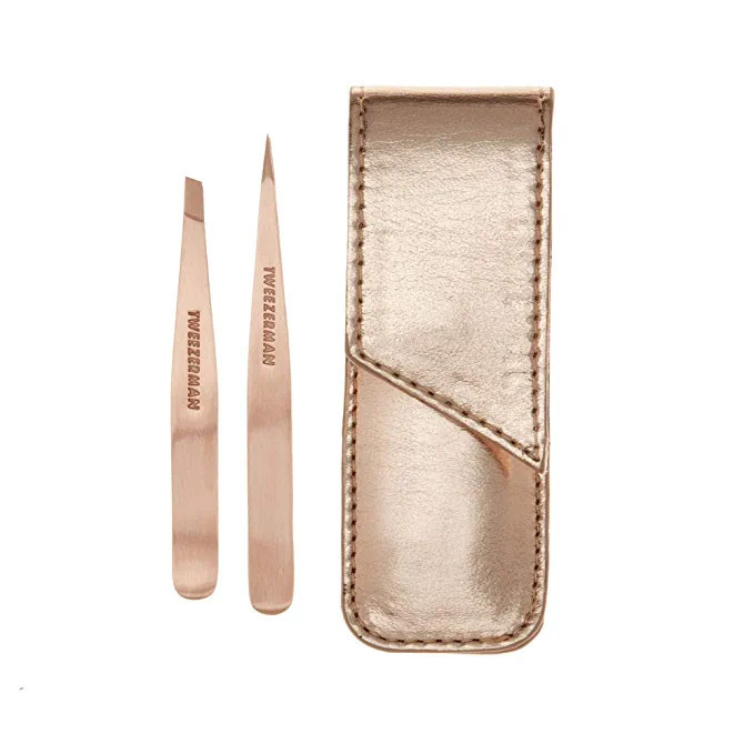 Tweezerman Rose Gold Petite Point and Slant Tweezer Set with Travel Case | Amazon (US)
