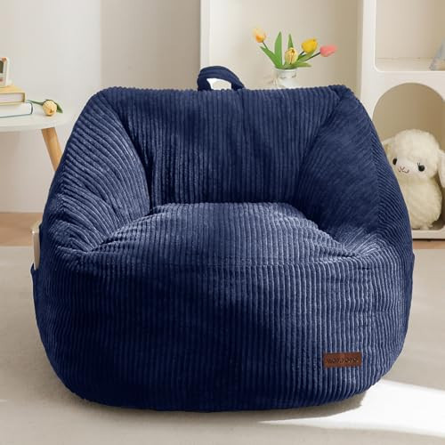 MAXYOYO Kids Bean Bag Chair, Bean Bag Couch with Handle, Comfy Toddler Chair for Boys and Girls, Accent Sofa with Pocket for Gaming Reading Relaxing, Navy | Amazon (US)