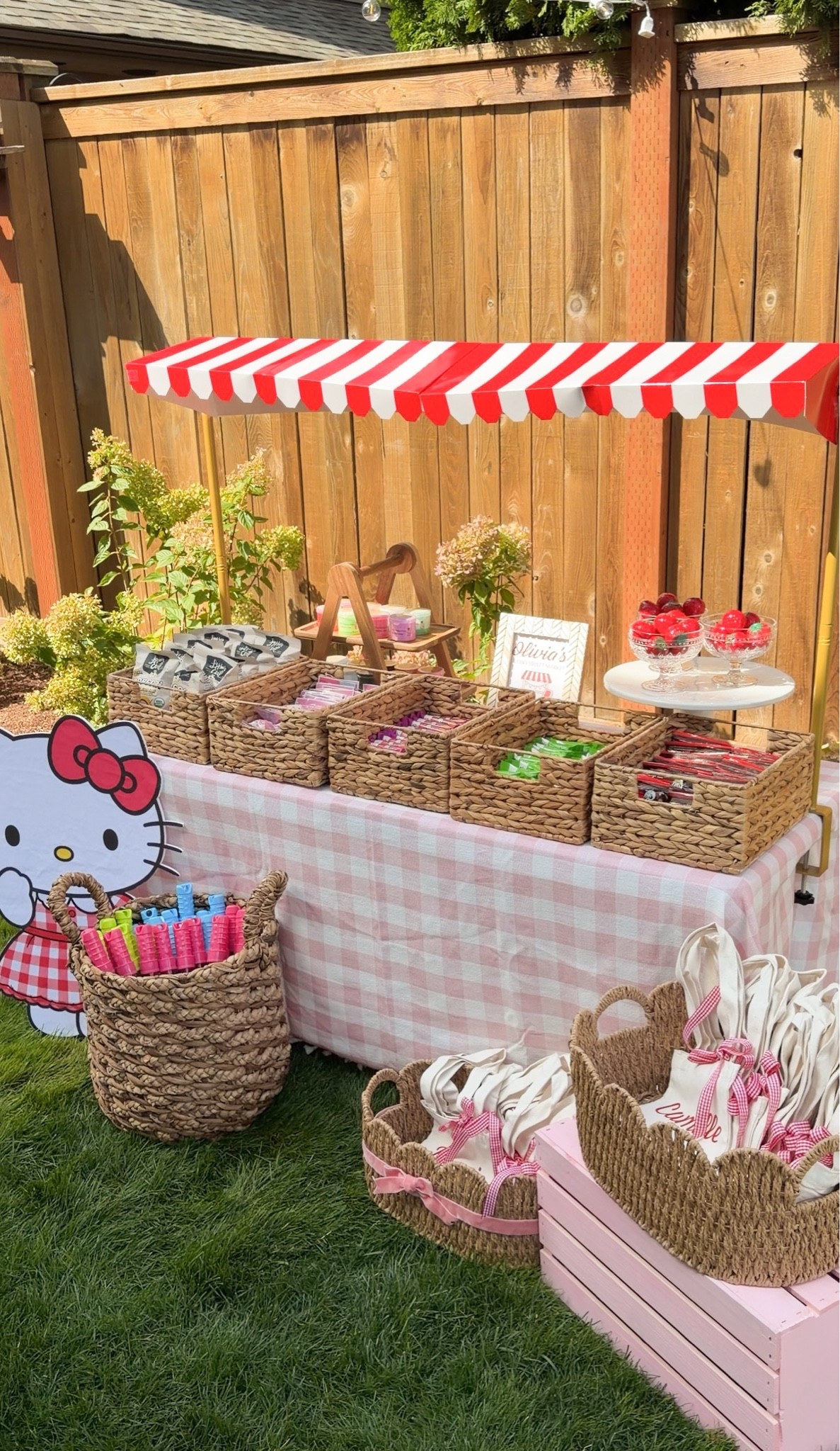 This is the party favor market I put together! The kids used the mini totes to shop for their snacks and goodies!

Awning, tablecloth, over the table rod, party favors, snacks, serving stand, table, baskets, totes, Cricut smart iron on, ribbon

#LTKhome #LTKkids #LTKbag
