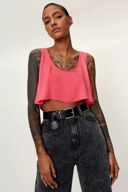 Hammered Satin Super Cropped Top | Nasty Gal (US)