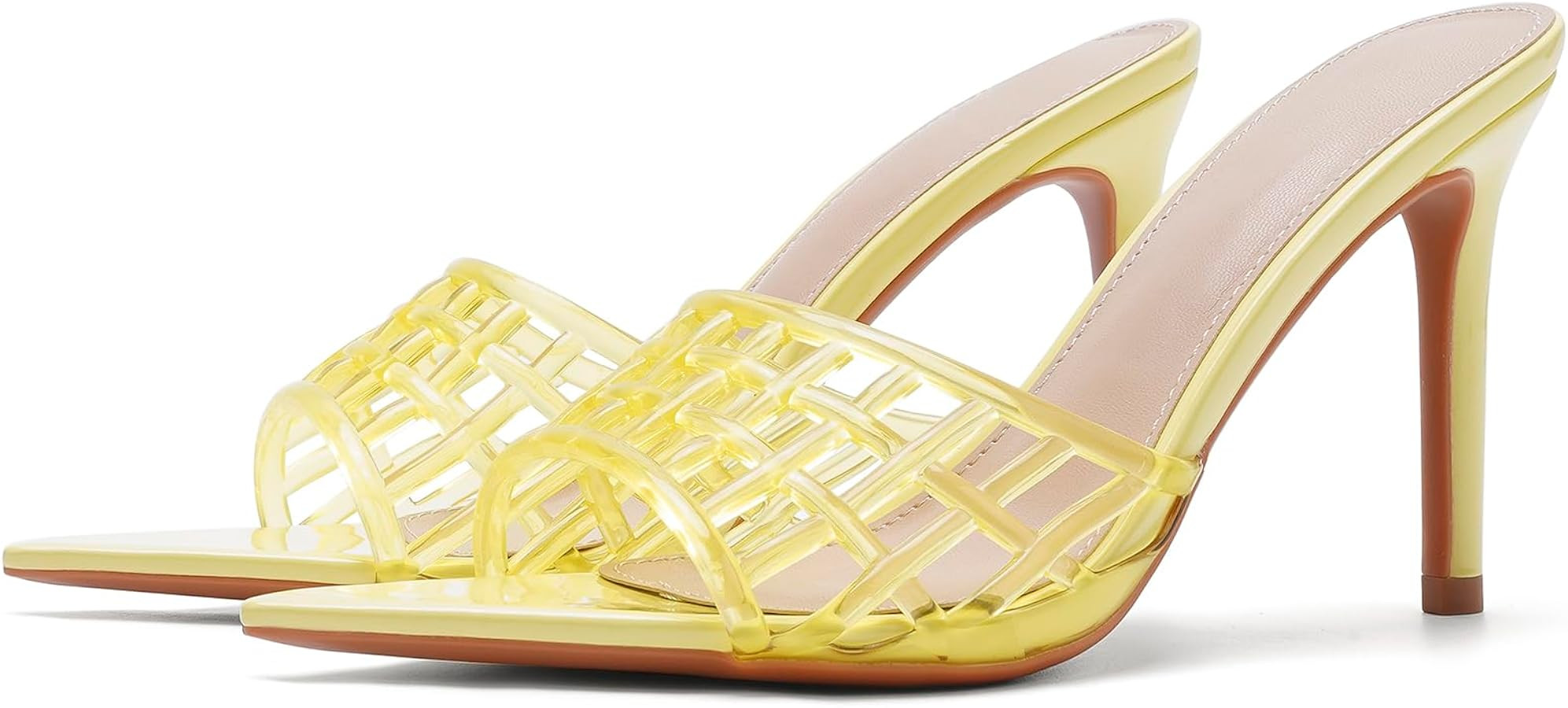 Women'S Jelly Pointed Open Toe Stiletto Slide Sandals Slip On Fashionable Clear Hollow Breathable... | Amazon (US)