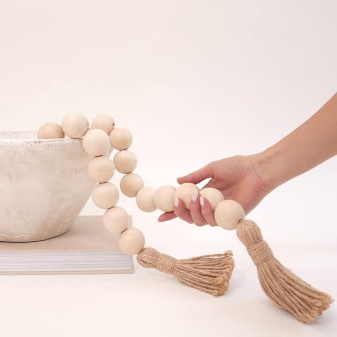 Amazon.com: MARI Designs Wood Bead Garland with Large 1.5" Diameter Wooden Farmhouse Beads - 72" ... | Amazon (US)