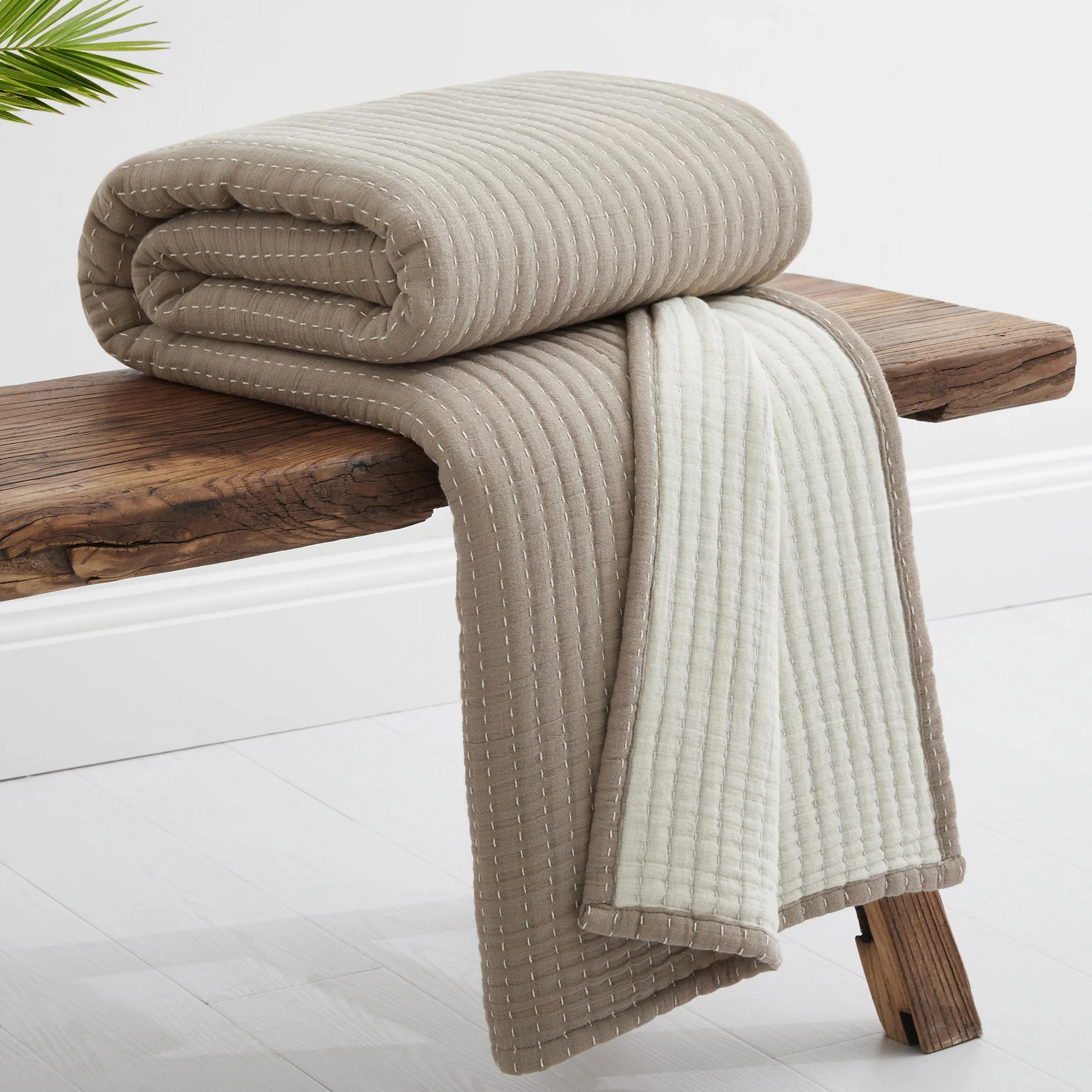 Caden Cotton Muslin Taupe Throw | Levtex Home