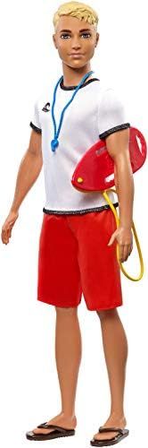 Ken Lifeguard Doll with Life Buoy, Whistle and Blonde Hair Wearing T-Shirt, Red Swim Trunks and F... | Amazon (US)
