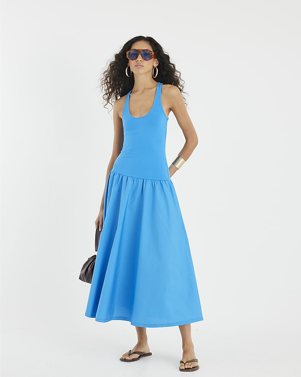 Blue Sleeveless Scoop Neck Maxi Dress | River Island UK & IE