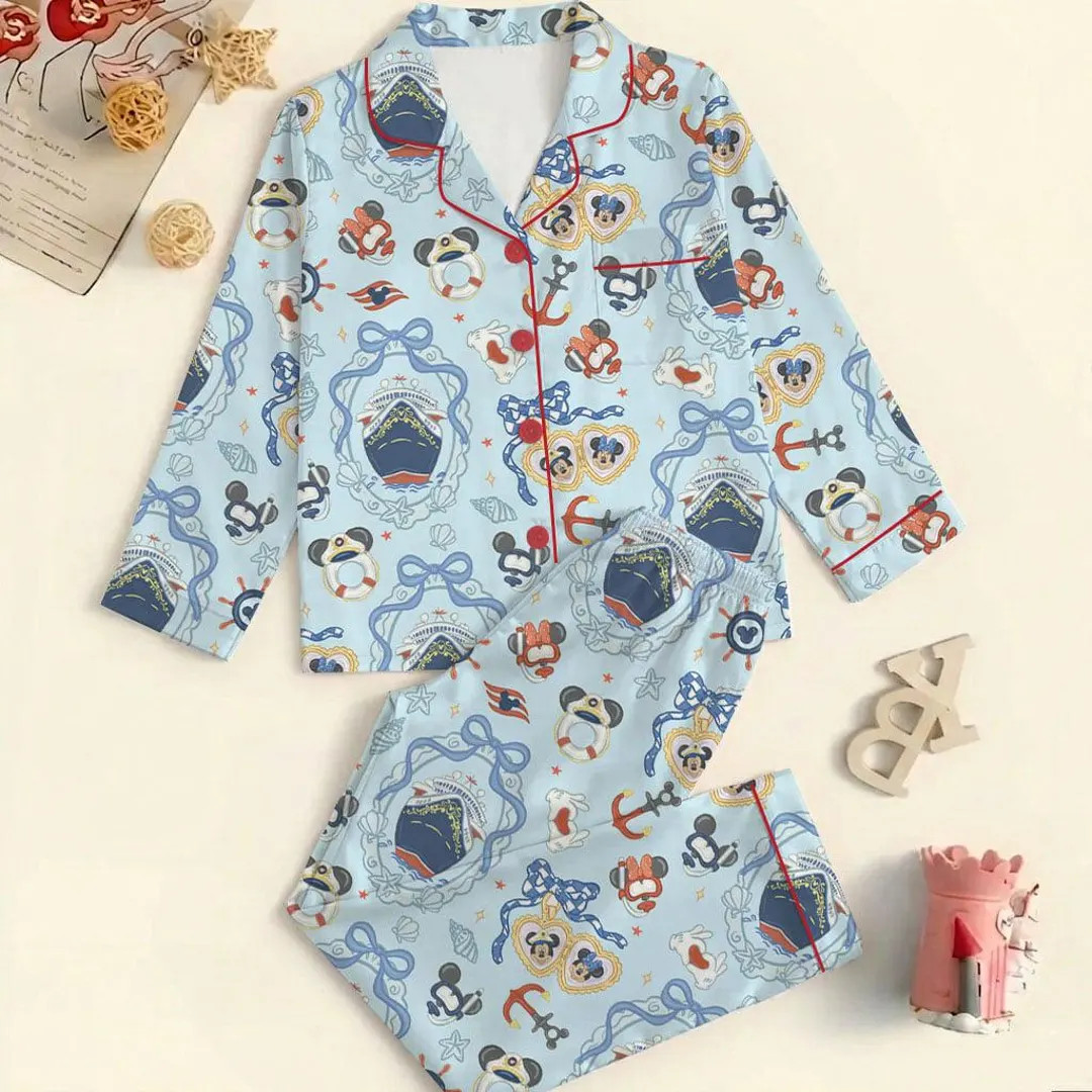 Disney Cruise Satin Pajamas Set, Mickey Cruise Women Pajamas, Mickey & Friends Pajamas, Disney Va... | Etsy (US)
