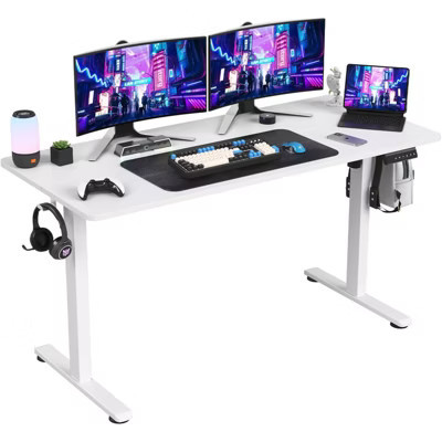 Fontoi Desks, Ergonomic Rising Desk, Gaming Desk with Splice Board, Home Office Computer Standing Table, White, 24"*55"*27.5" | Target