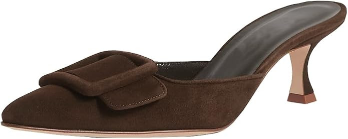 Divanne Heeled Mules for Women, Pointed Toe Slingback Pumps Buckle Kitten Heels Mules Slides Back... | Amazon (US)