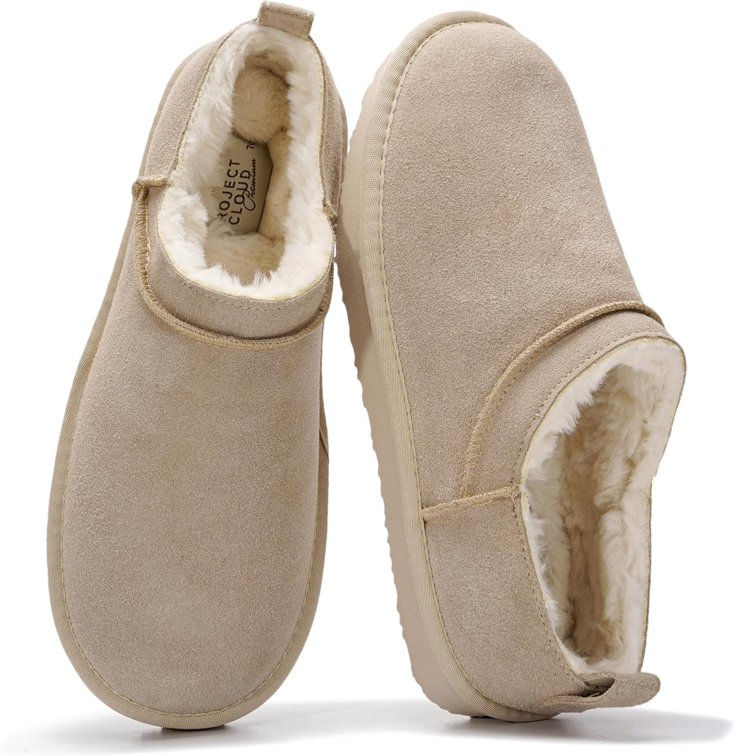 Project Cloud 100% Genuine Leather Micro Boots for Women Shearling Slippers | Amazon (US)