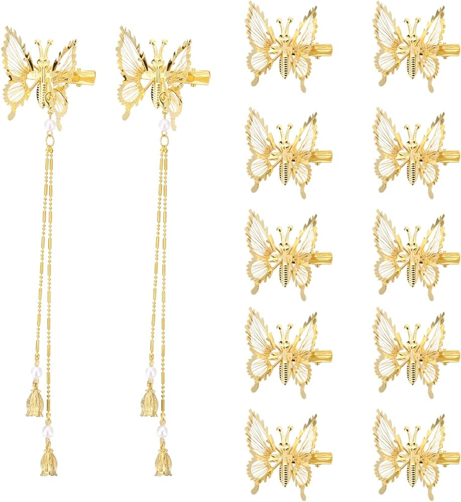 ONCHSH 3D Moving Butterfly Hair Clips,Metal Butterfly Hairpins Bride Wedding Head Pieces Hair Access | Amazon (US)