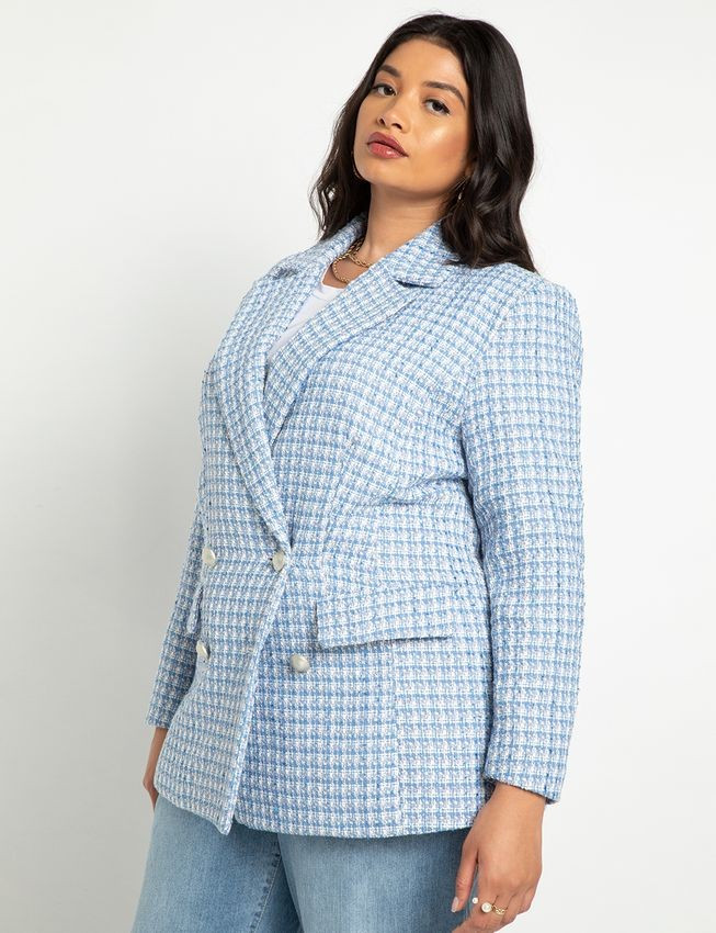 Double Breasted Tweed Blazer | Eloquii