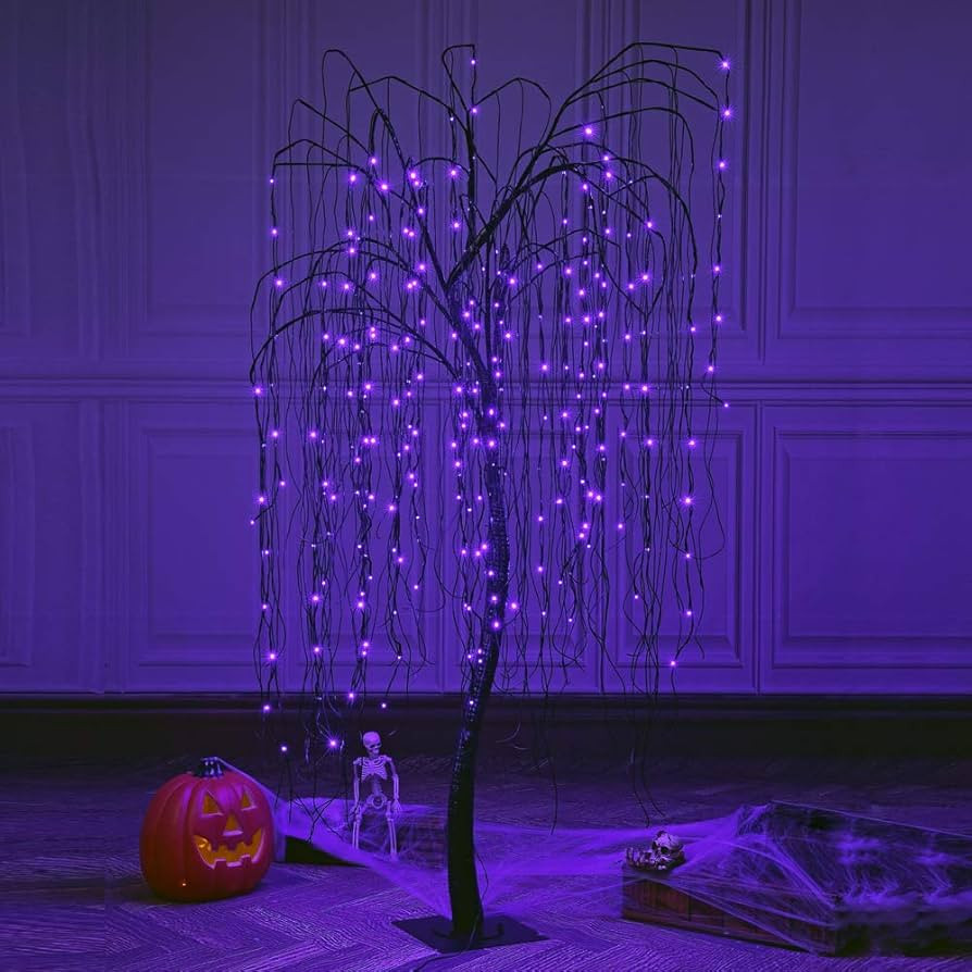 LIGHTSHARE 7 Feet Halloween Willow Tree with Spiders, 256 LED Lights for Home, Festival,Nativity,... | Amazon (US)