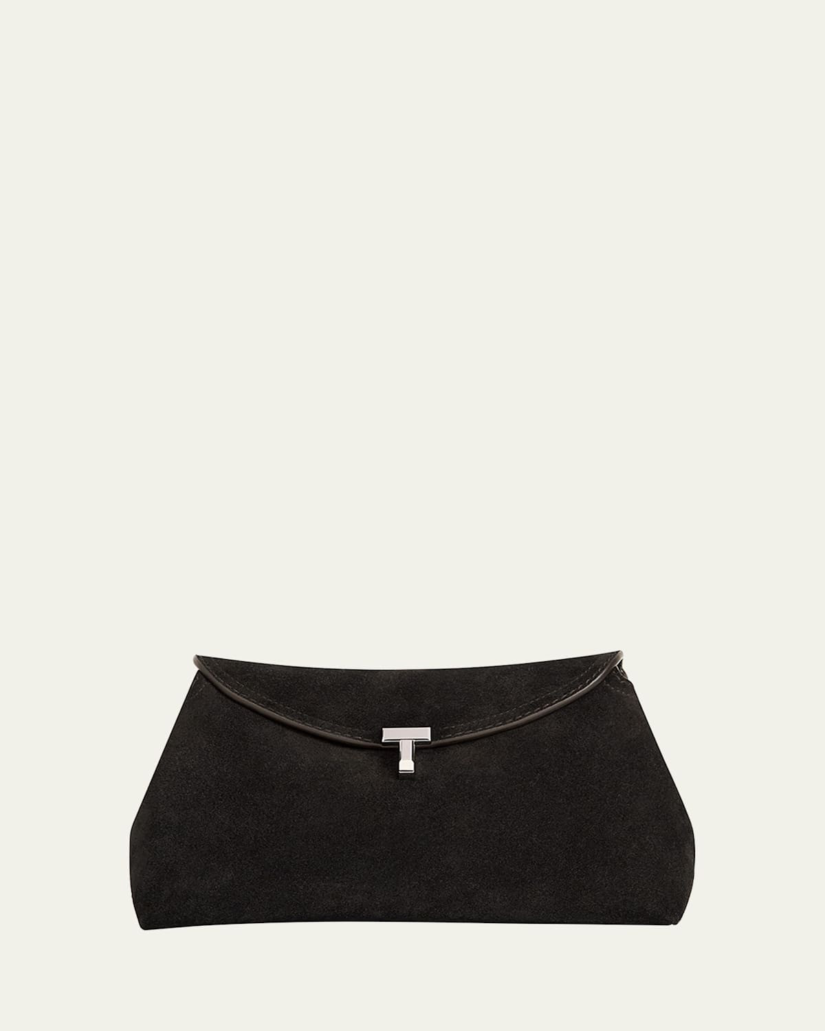 T-Lock Clutch Bag in Smooth Suede | Bergdorf Goodman