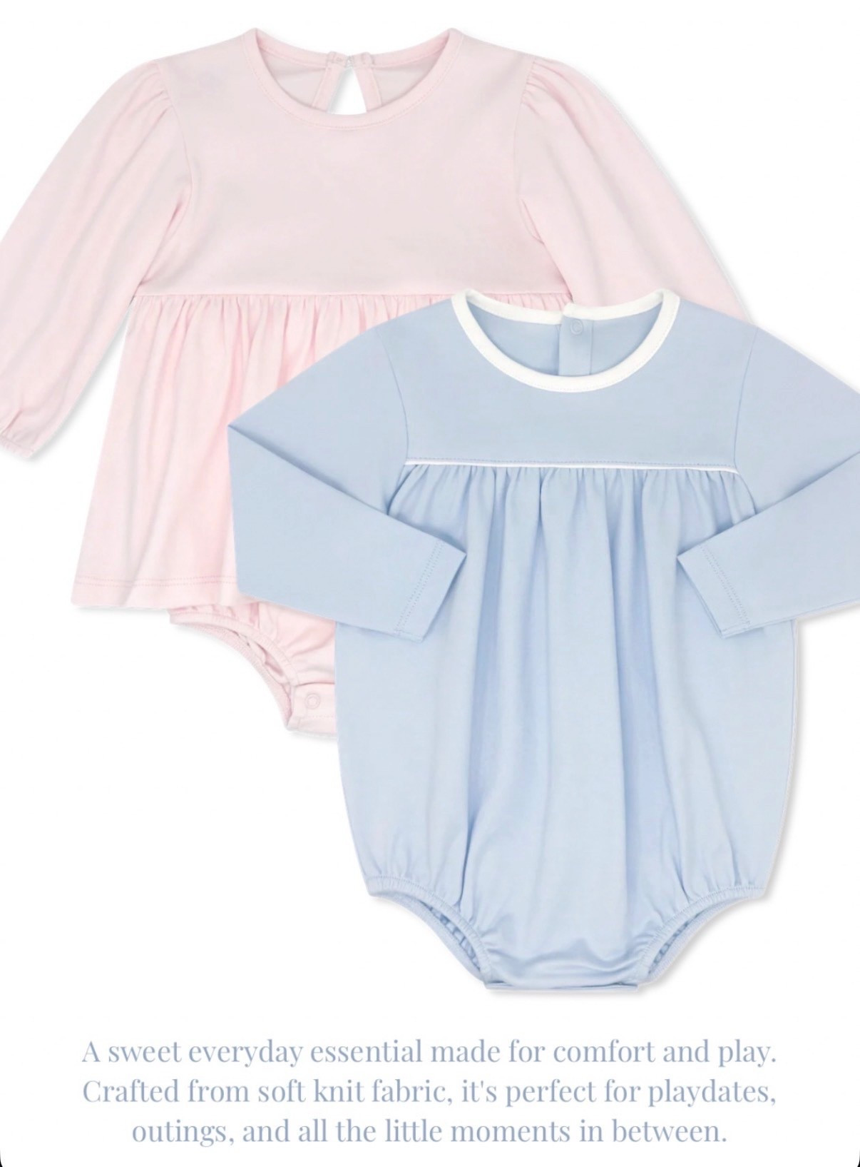 The sweetest little everyday essentials for baby! 🩷🩵 These classic Lullaby Set styles in the prettiest soft pink + blue are just precious. I love how simple, timeless, and comfortable they are for playdates, church nursery, errands, or just everyday wear!

The Penny Play Bloomer in Palmer Pink and Mother May I Bubble in Palmer Blue are made from the softest Pima cotton and are those easy little outfits you’ll reach for over and over again. So cute on their own, and perfect for adding a monogram too! 🎀

Classic baby clothes that are comfy enough for play but still look so sweet and put together! 🥹🫶🏻

#lullabyset #babyclothes #babyoutfits #babyfashion #pimacotton #babyboutique #classicbabyclothes #babyboyoutfit #babygirloutfit #southernstyle #fallstyle #toddlergirlstyle #falloutfits #kidsfashion #little girlstyle #fallfashion #toddlerfashion #lullabyset #toddlergirlstyle #little girlstyle #kidsfashion #toddleroutfits #classicchildrenswear #southernstyle #momfinds #ltkfamily #kidsfashion #kidsclothes #childrensclothing #falloutfits #fallfashion #kidsoutfits #toddlerfashion #toddleroutfits #babyclothes #siblingoutfits #matchingoutfits #familyphotos #fallfamilyphotos #fall #autumn #itsfallyall #kids #kid #kidsstyle #kidstyle #kidsclothes #kidsoutfits #toddlers #toddler #toddlerstyle #toddlersstyle #toddlerclothes #toddleroutfits #toddlerfashion #baby #babyclothes #babystyle #babyfashion #boy #boyclothes #boystyle #girl #girlclothes #girlstyle #smocked #smocking #fallstyle #winterstyle #family #familyphoto #familystyle #classic #classicstyle

#LTKBaby #LTKKids #LTKSeasonal