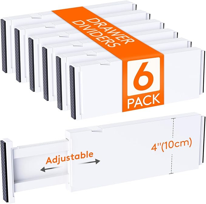 Lifewit 6 Pack Drawer Dividers for Clothes, 10.9-16" Adjustable Drawer Organizers, 4" High Plasti... | Amazon (US)