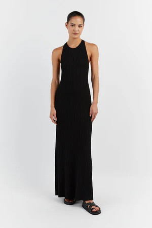 RIVER BLACK BACKLESS MAXI DRESS | DISSH