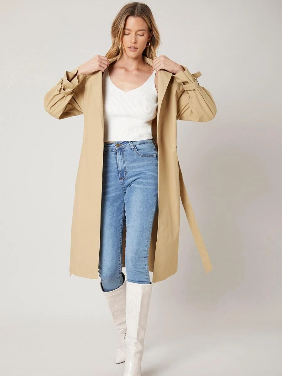 SHEIN Wrap Belted Trench Coat SKU: swouter07210615052(5 Reviews)$33.25$59.00-44%Make 4 payments o... | SHEIN