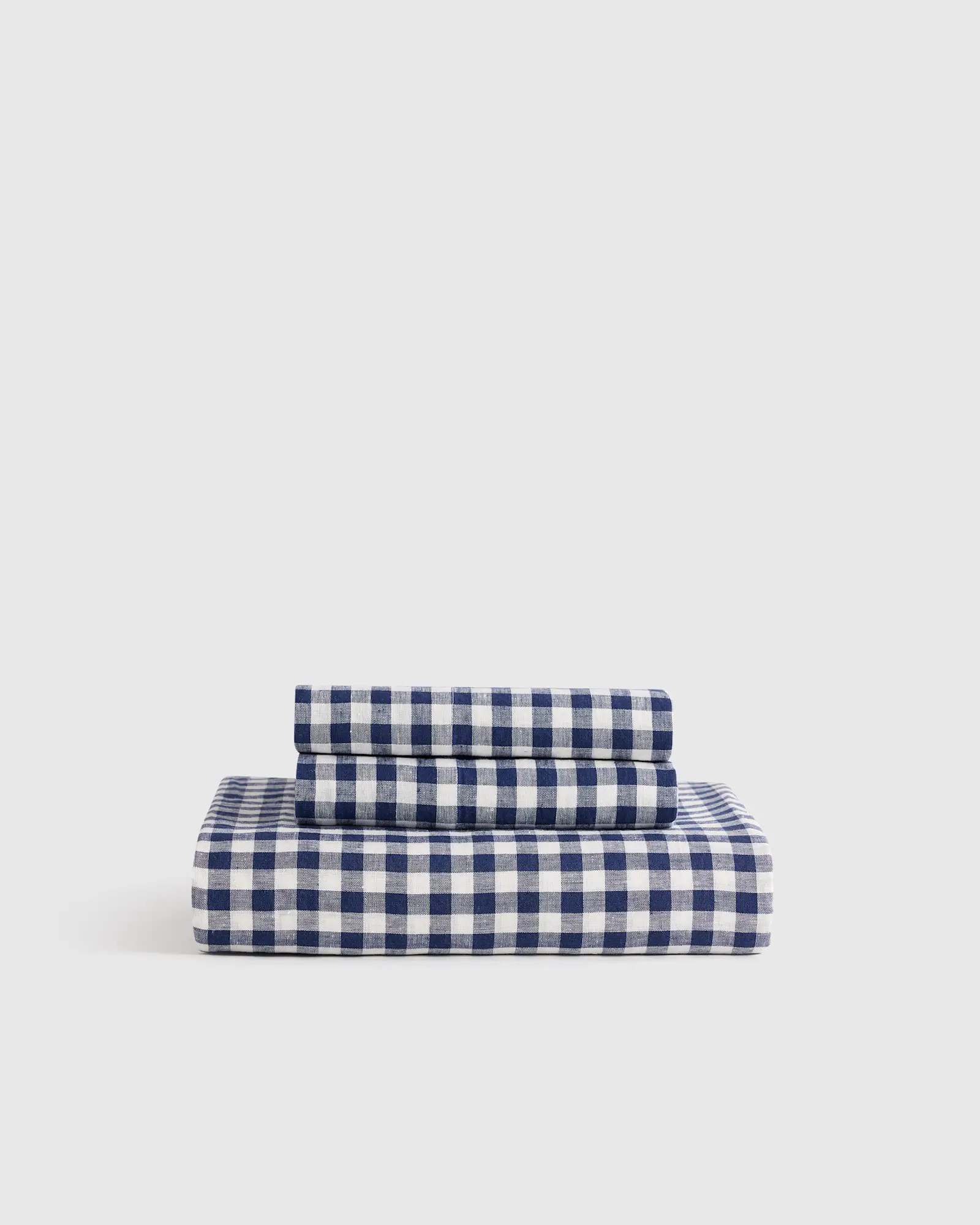 European Linen Gingham Fitted Sheet Set | Quince
