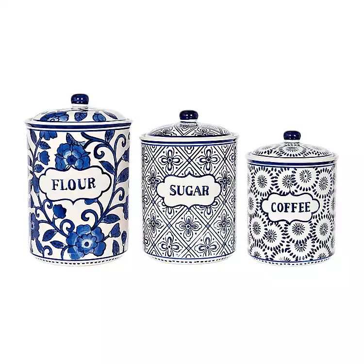 Blue and White Antique Canisters, Set of 3 | Kirkland's Home