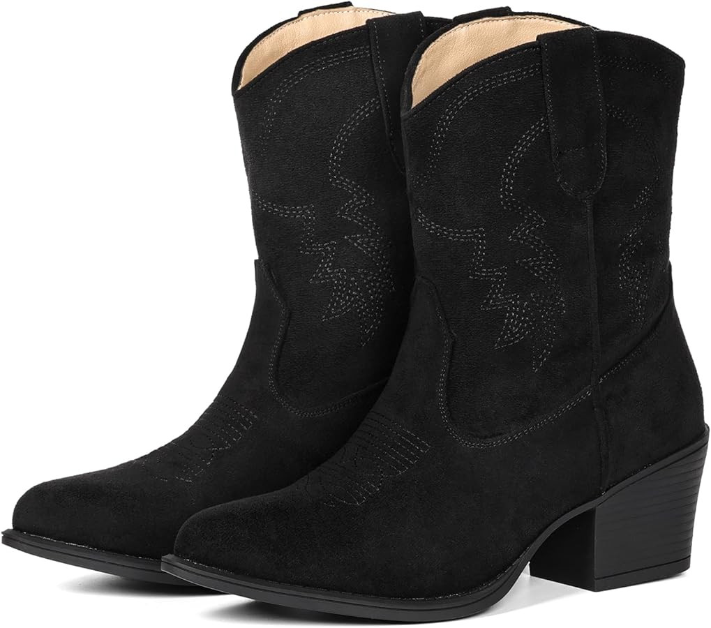 IXU Cowboy Boots for Women Ankle Cowgirl Wide Western Short Booties | Amazon (US)