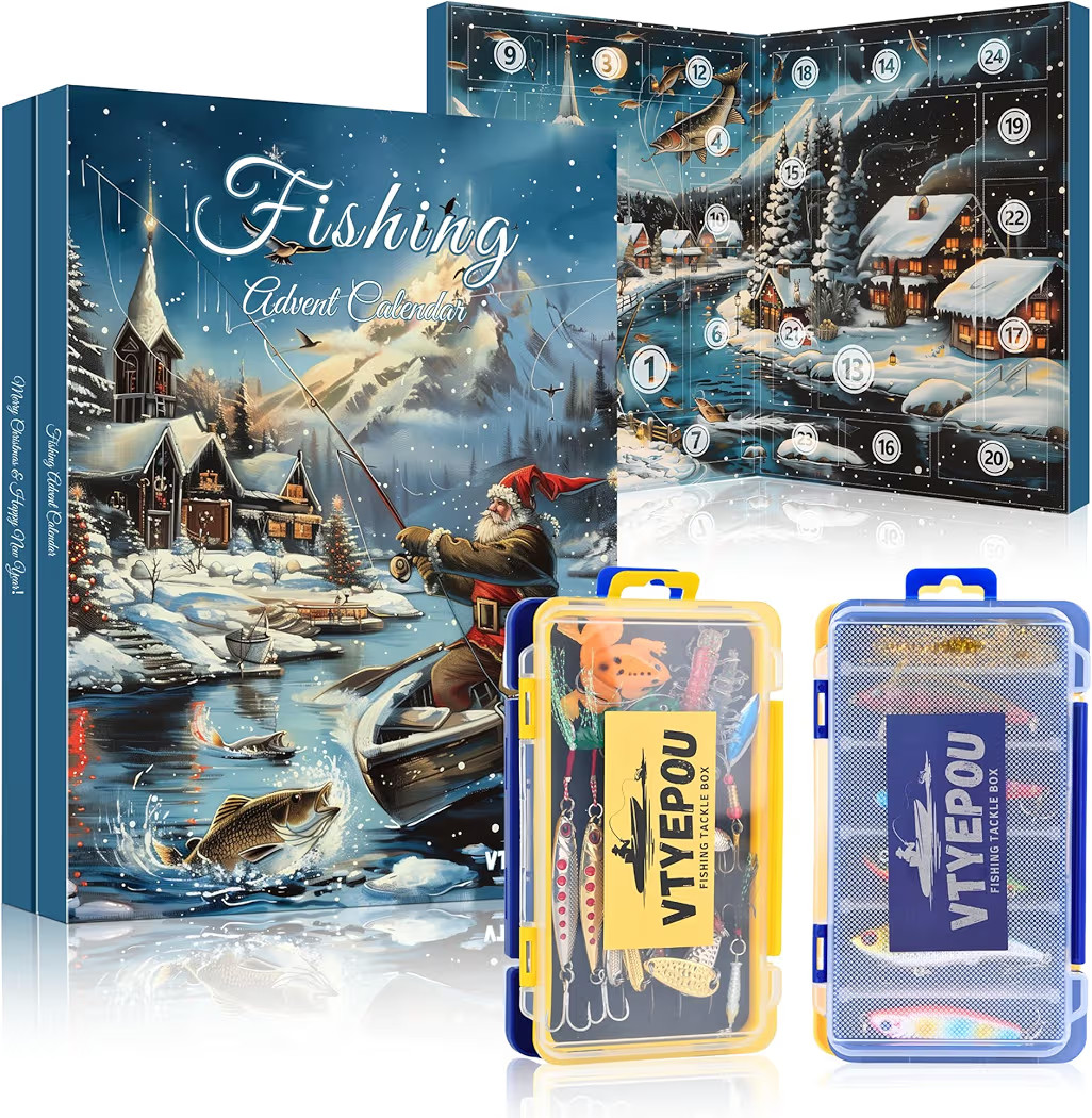 Fishing Advent Calendar 2025 for Men - Fishing Lures Kit with Tackle Box Advent Calendar for Fish... | Amazon (US)