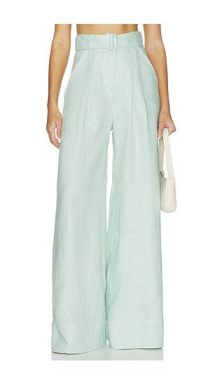 MATTHEW BRUCH Wide Leg Pleated Pant in Blue. - size 8 | Revolve Clothing (Global)