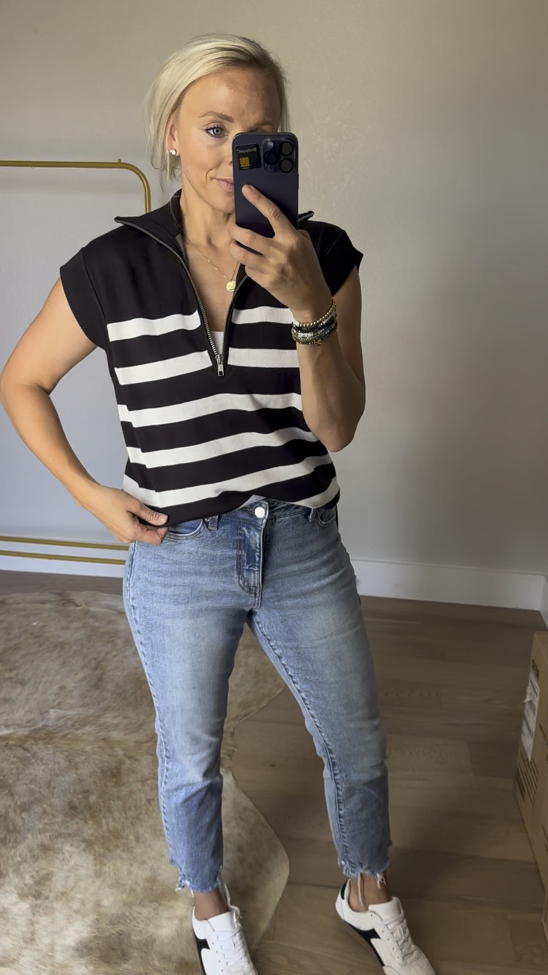 The cutest $22 walmart jeans and $28 sweater vest!!! The most perfect transition to fall outfit! I’m wearing a size 4 in the jeans and a medium in the sweater vest. 

#LTKFindsUnder50 #LTKStyleTip #LTKBacktoSchool