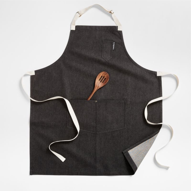 Black Organic Cotton Kitchen Apron with Pockets + Reviews | Crate & Barrel | Crate & Barrel